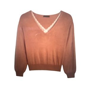 NWT Lace Trim V-Neck Sweater in Rich Carmel S